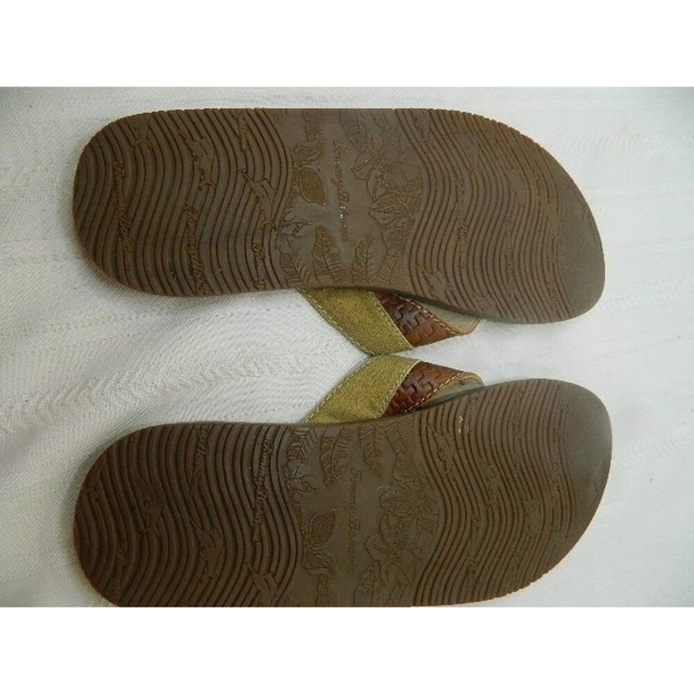 Tommy Bahama Anchors Ashore Sandals Flip Flops Mens Size 10M Brown Leather Woven - Picture 6 of 7